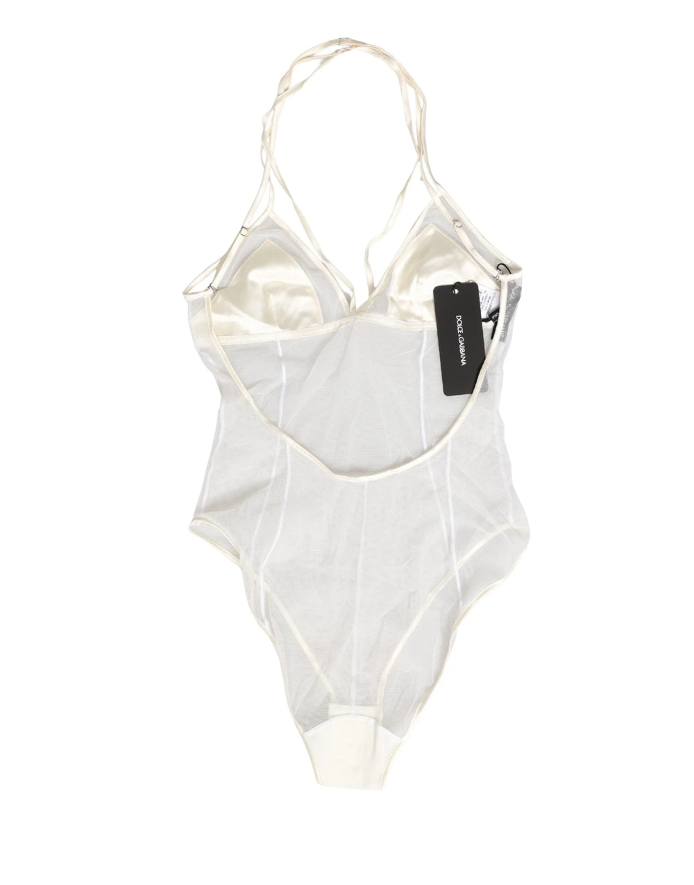 Dolce & Gabbana Weißes Transparentes Nylon Body Unterwäsche mit Halstuch - IT2 | S