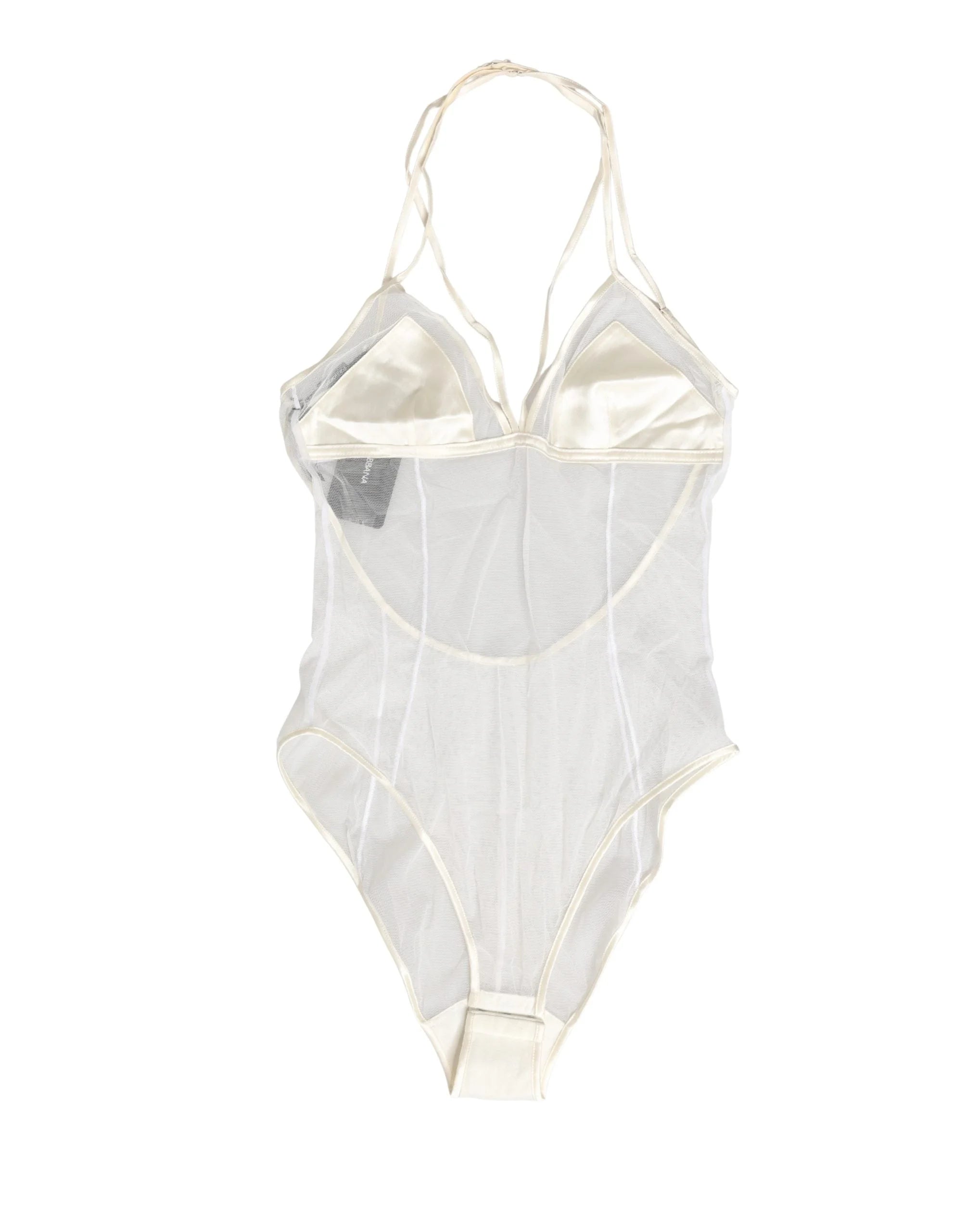 Dolce & Gabbana Weißes Transparentes Nylon Body Unterwäsche mit Halstuch - IT2 | S
