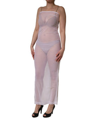 Robe longue moulante en nylon stretch transparent blanche Dolce & Gabbana - IT40|S