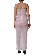 Robe longue moulante en nylon stretch transparent blanche Dolce & Gabbana - IT40|S