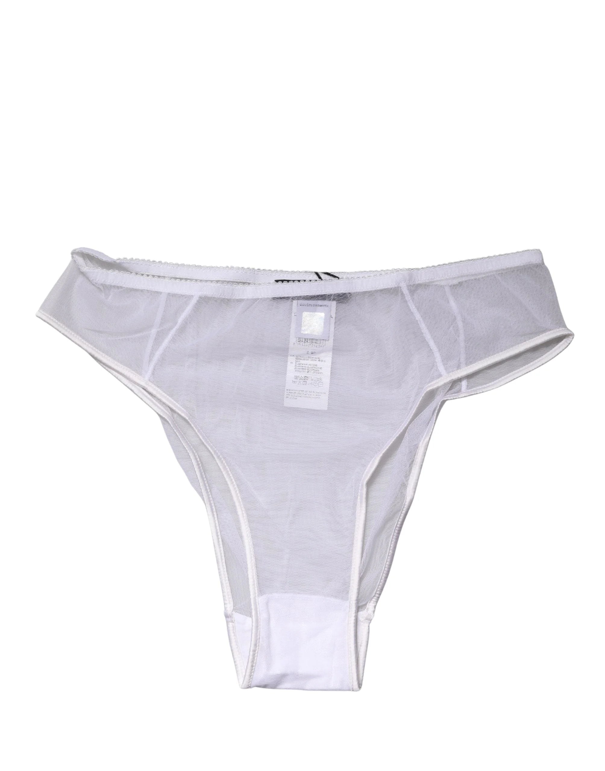 Dolce & Gabbana White Sheer Silk Stretch High Brief Underwear - IT2 | S