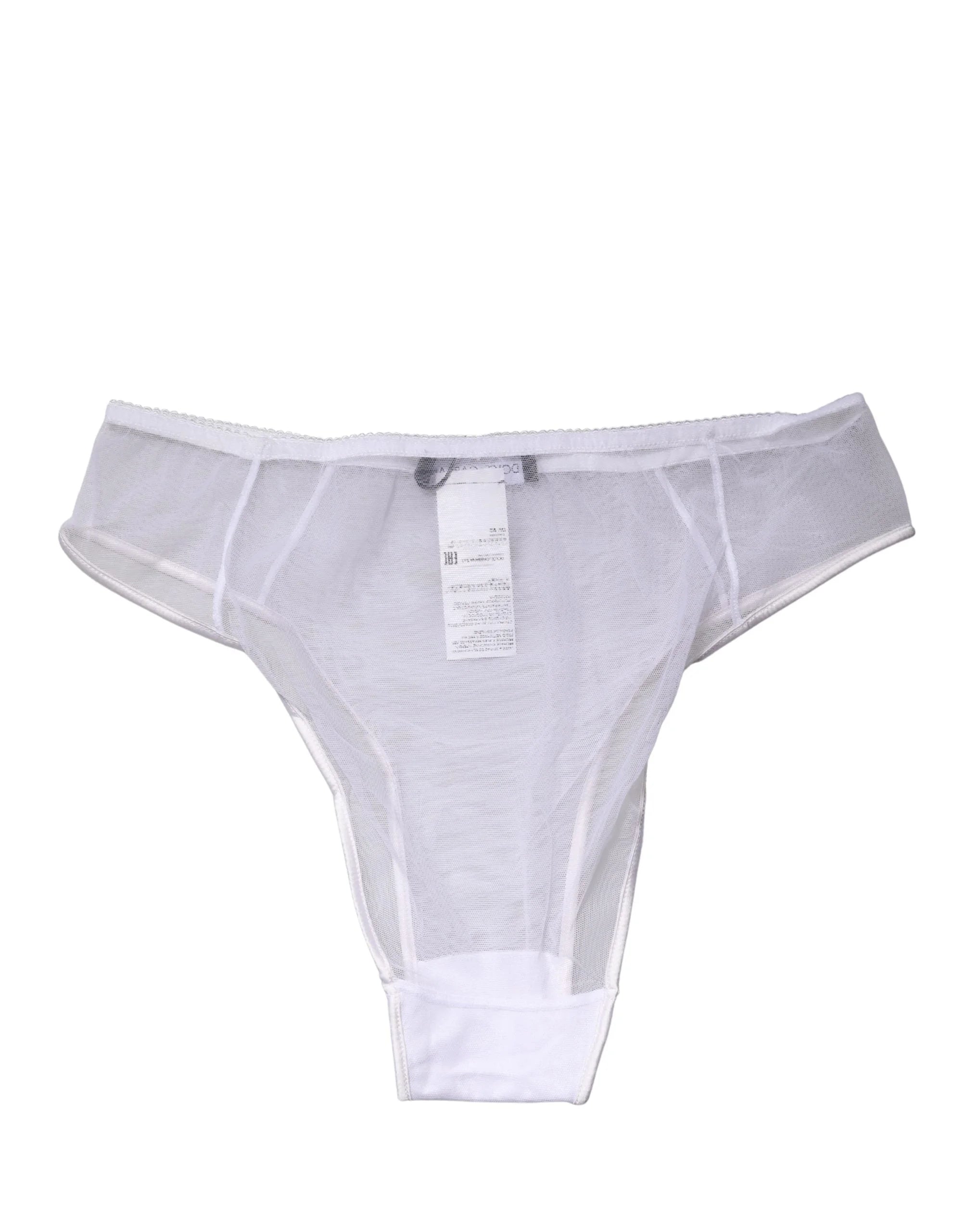 Dolce & Gabbana White Sheer Silk Stretch High Brief Underwear - IT2 | S