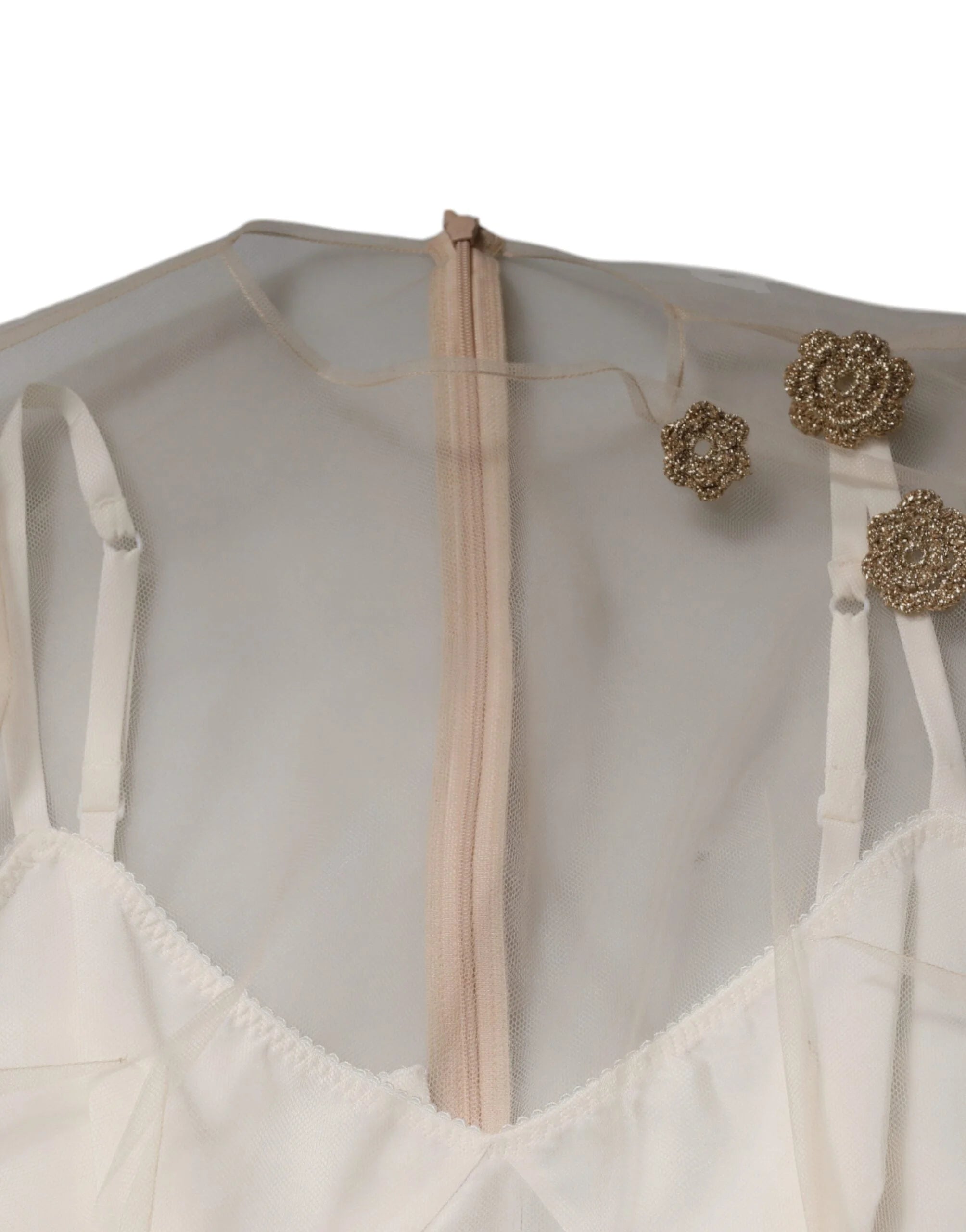 Dolce & Gabbana White Sheer Tulle Bustier Bodycon Midi Dress - IT40|S - Dresses