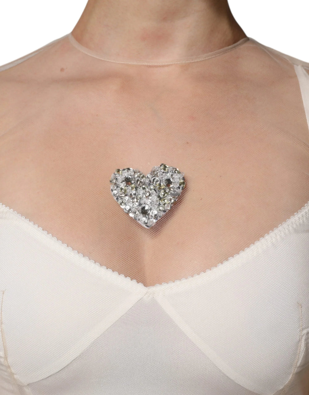 Dolce & Gabbana White Sheer Tulle Bustier Bodycon Midi Dress - IT40|S - Dresses