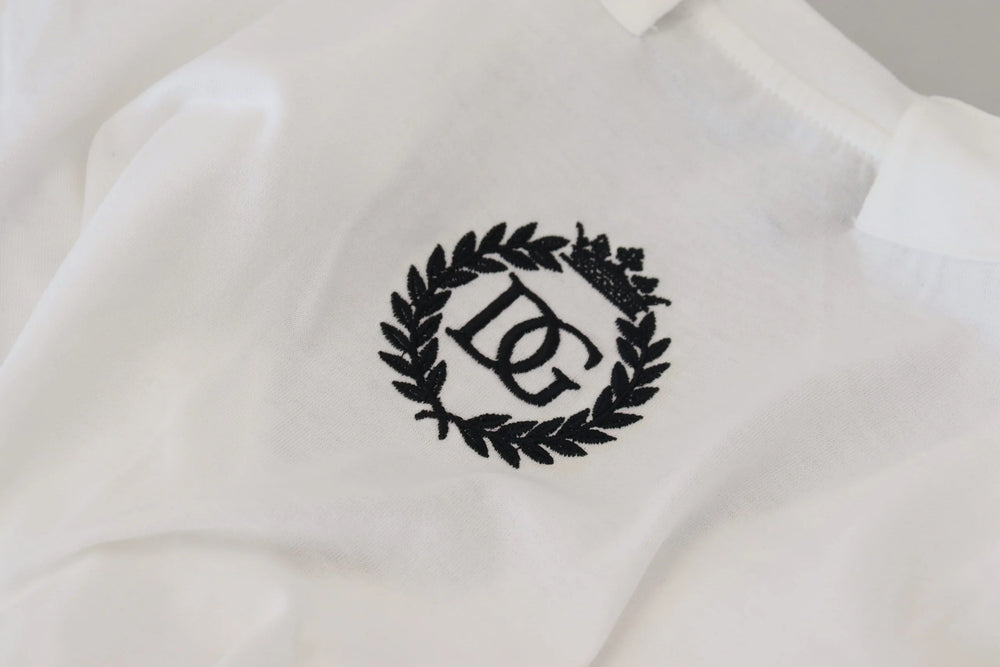 Dolce & Gabbana White Short Sleeve V-neck Cotton Top Blouse T-shirt - IT42|M - T-Shirts