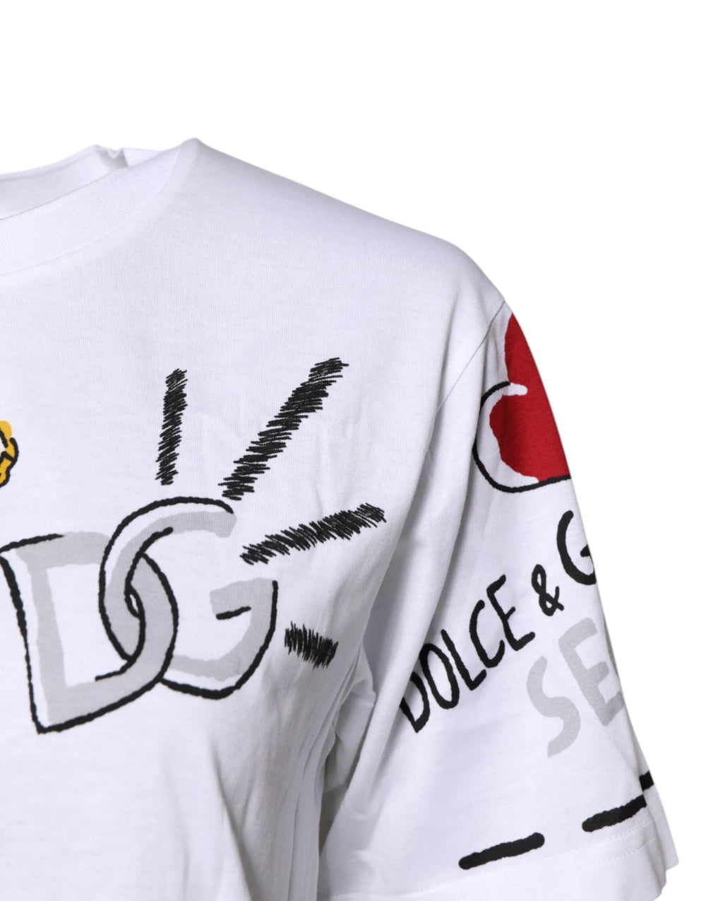 Dolce & Gabbana White Short-Sleeved Printed Jersey T-shirt - IT38 | XS - T-Shirts