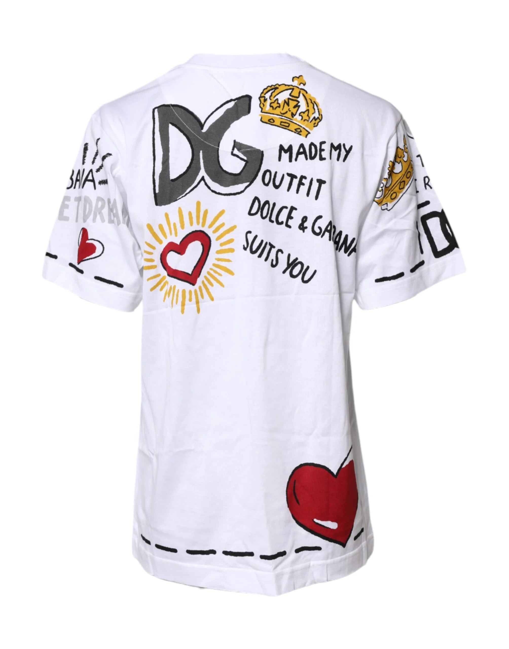 Dolce & Gabbana White Short-Sleeved Printed Jersey T-shirt - IT38 | XS - T-Shirts
