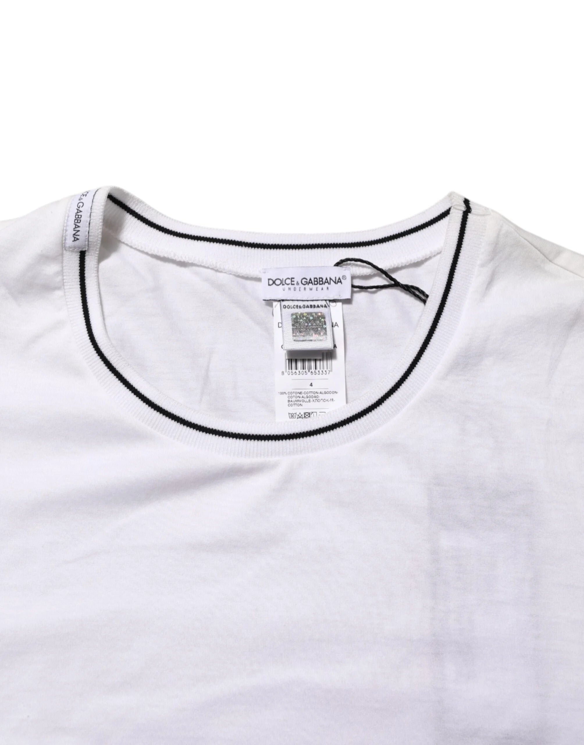 Dolce & Gabbana White Short Sleeves Round Neck Men Underwear T-shirt - IT4 | S - Men’s Undershirts