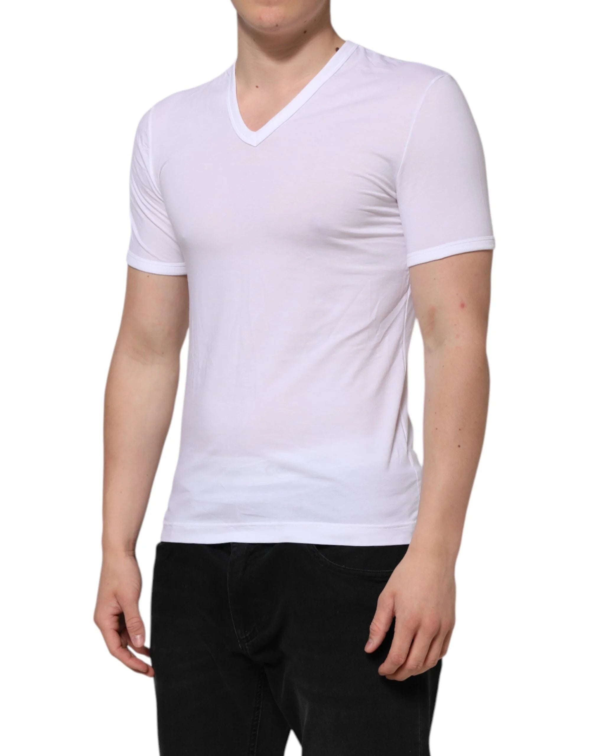 Dolce & Gabbana White Short Sleeves V-neck Underwear T-shirt - IT3 | XS - T-Shirts