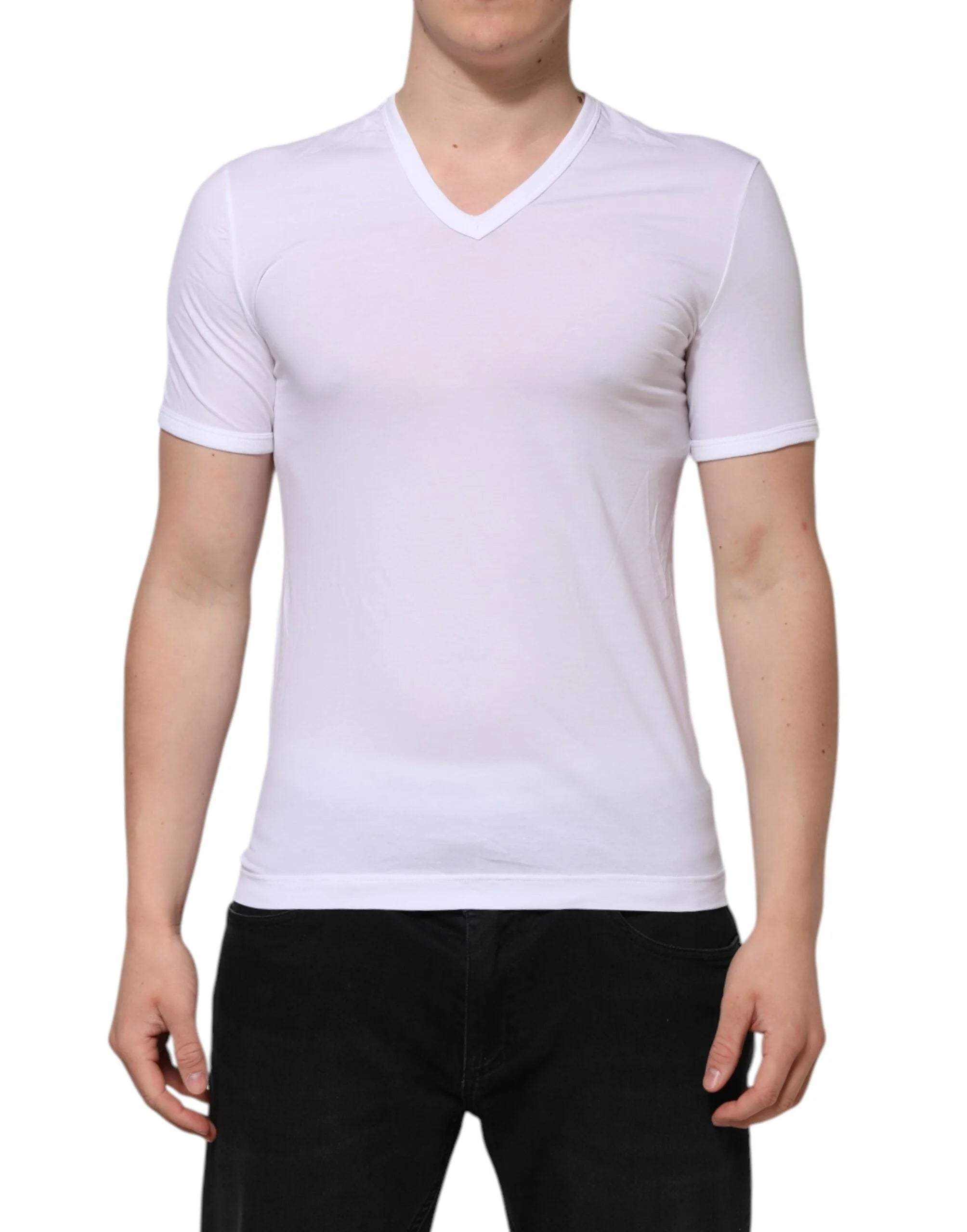 Dolce & Gabbana White Short Sleeves V-neck Underwear T-shirt - IT3 | XS - T-Shirts