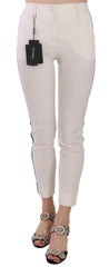 Dolce & Gabbana White Side Stripe Cropped Skinny Pants - IT36|XXS - Trousers