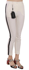 Dolce & Gabbana White Side Stripe Cropped Skinny Pants - IT36|XXS - Trousers
