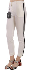 Dolce & Gabbana White Side Stripe Cropped Skinny Pants - IT36|XXS - Trousers