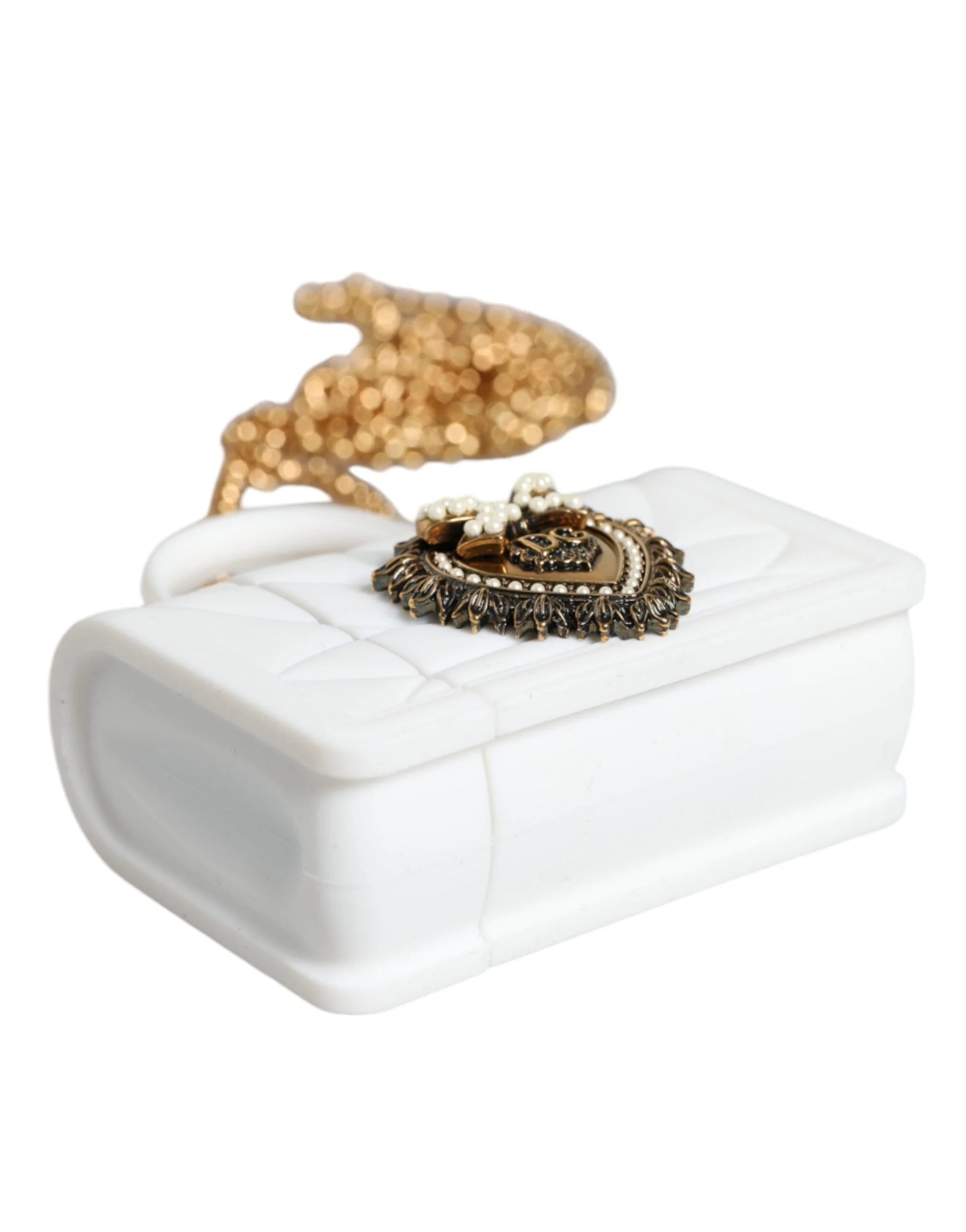 Dolce & Gabbana White Silicone Devotion Heart Cover Hand Bag Airpod Case - Headphone Carrying Cases