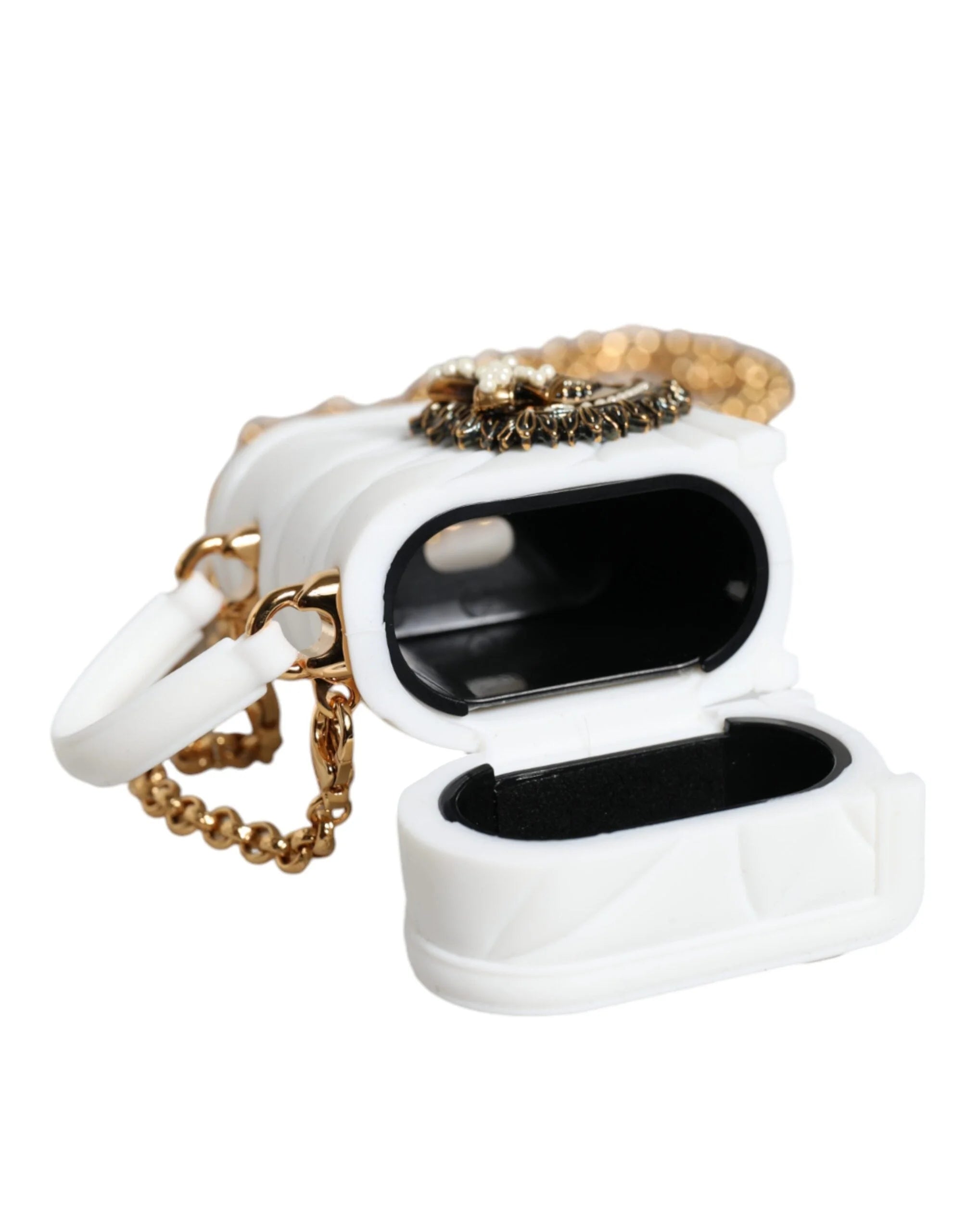 Dolce & Gabbana White Silicone Devotion Heart Cover Hand Bag Airpod Case - Headphone Carrying Cases