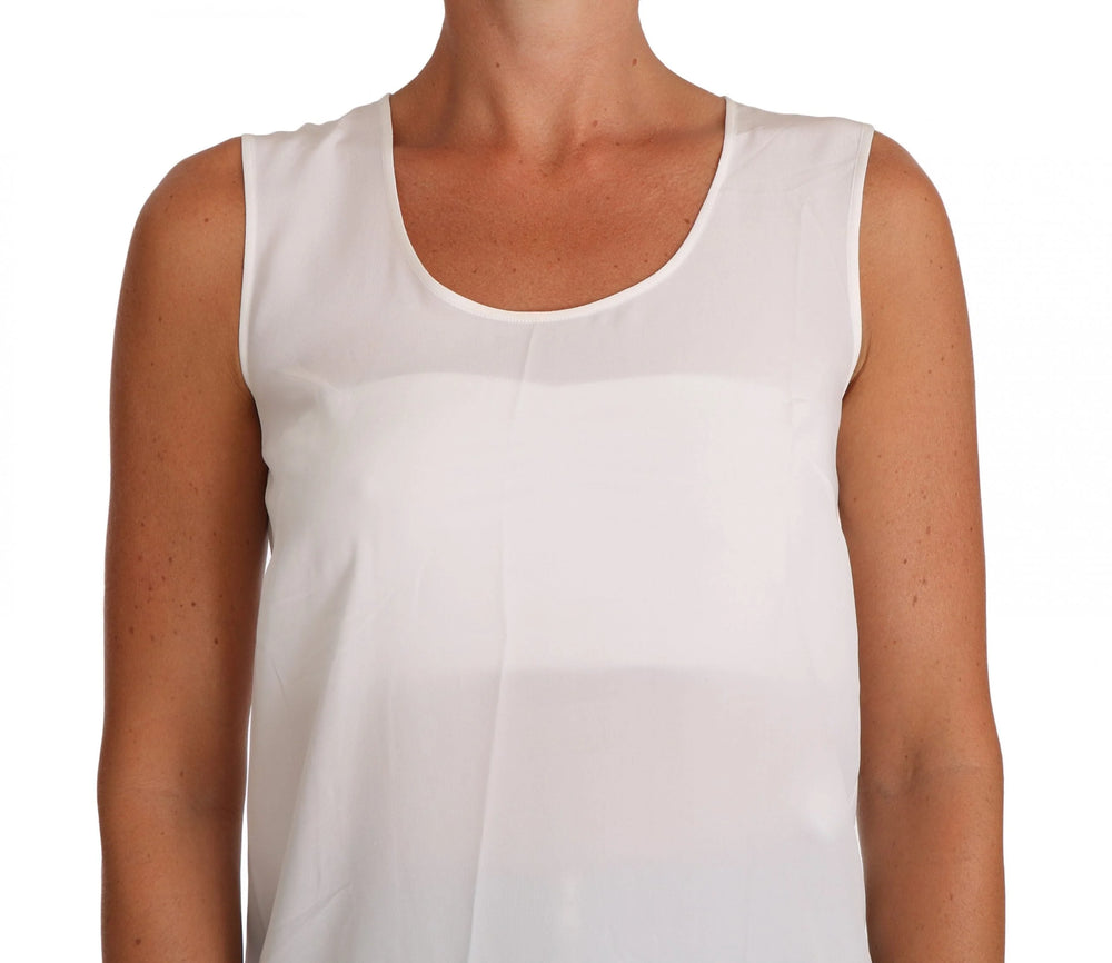 Dolce & Gabbana White Silk A-line Sleeveless Blouse T-Shirt Top - Tank Tops