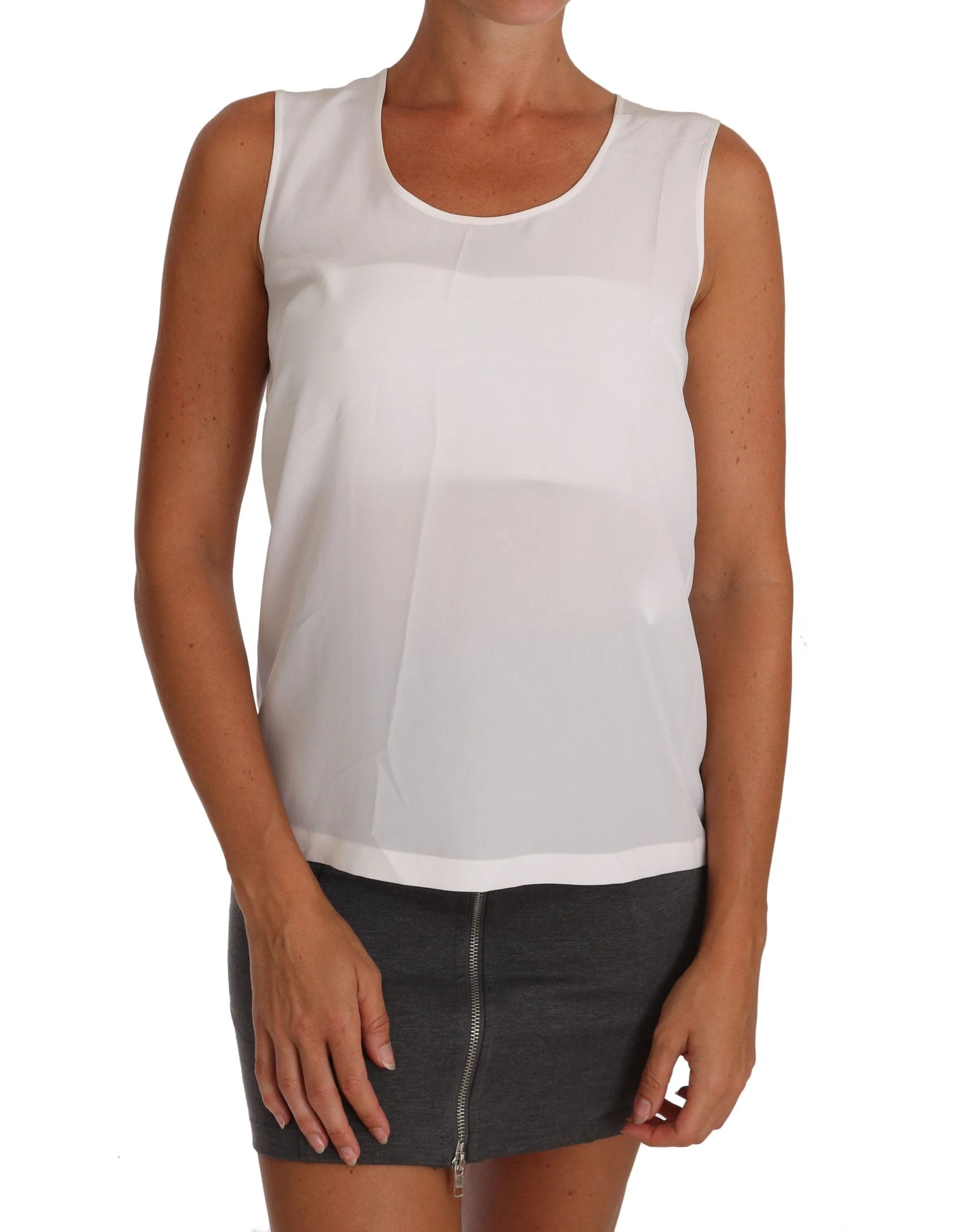 Dolce & Gabbana White Silk A-line Sleeveless Blouse T-Shirt Top - Tank Tops