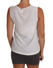 Dolce & Gabbana White Silk A-line Sleeveless Blouse T-Shirt Top - Tank Tops