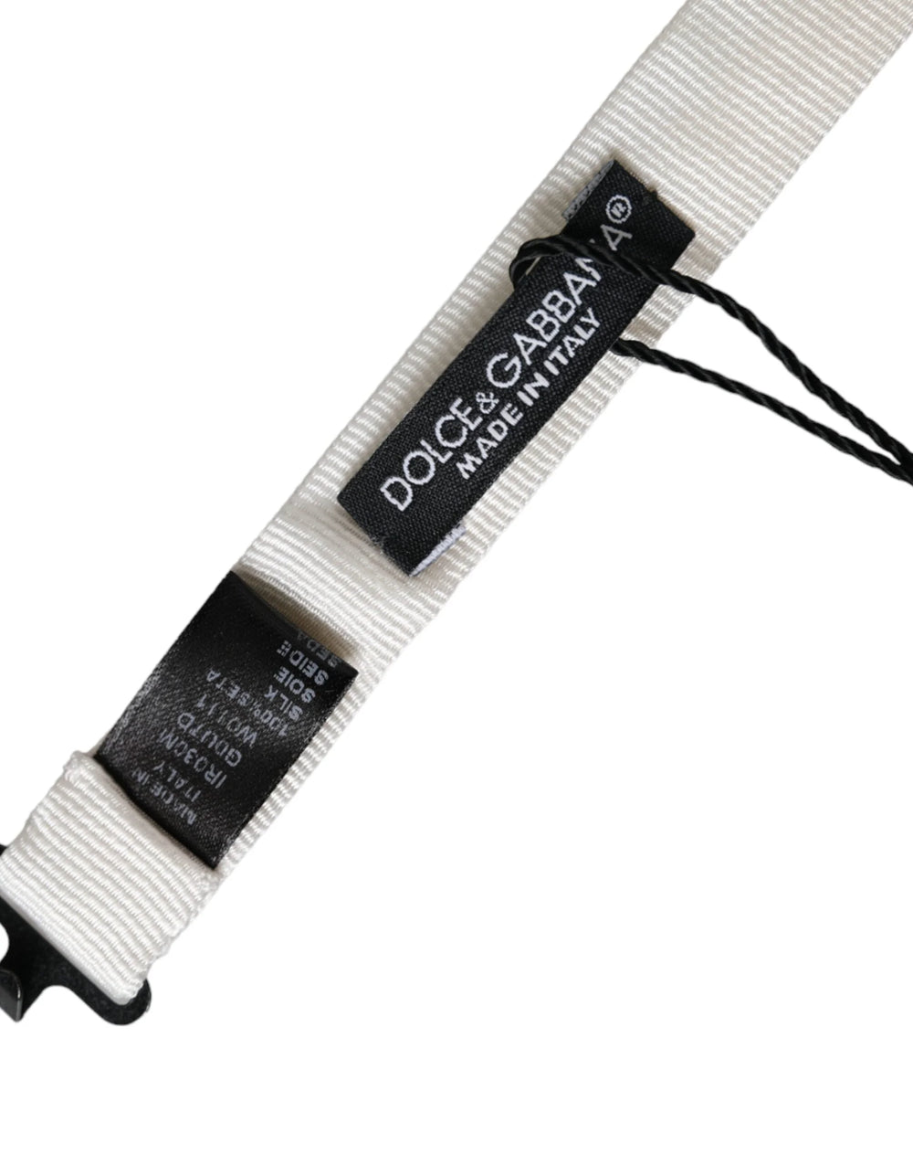 Dolce & Gabbana White Silk Adjustable Neck Men Papillon Bow Tie - Neckties