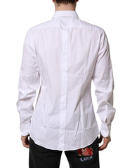 Dolce & Gabbana White Silk Bib Poplin GOLD Men Formal Shirt - IT42 | XL - Shirts