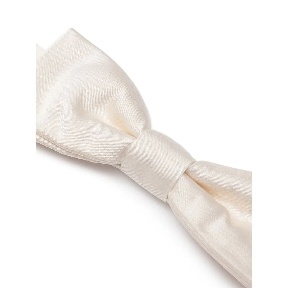 Dolce & Gabbana White Silk Bowty - One Size - Neckties