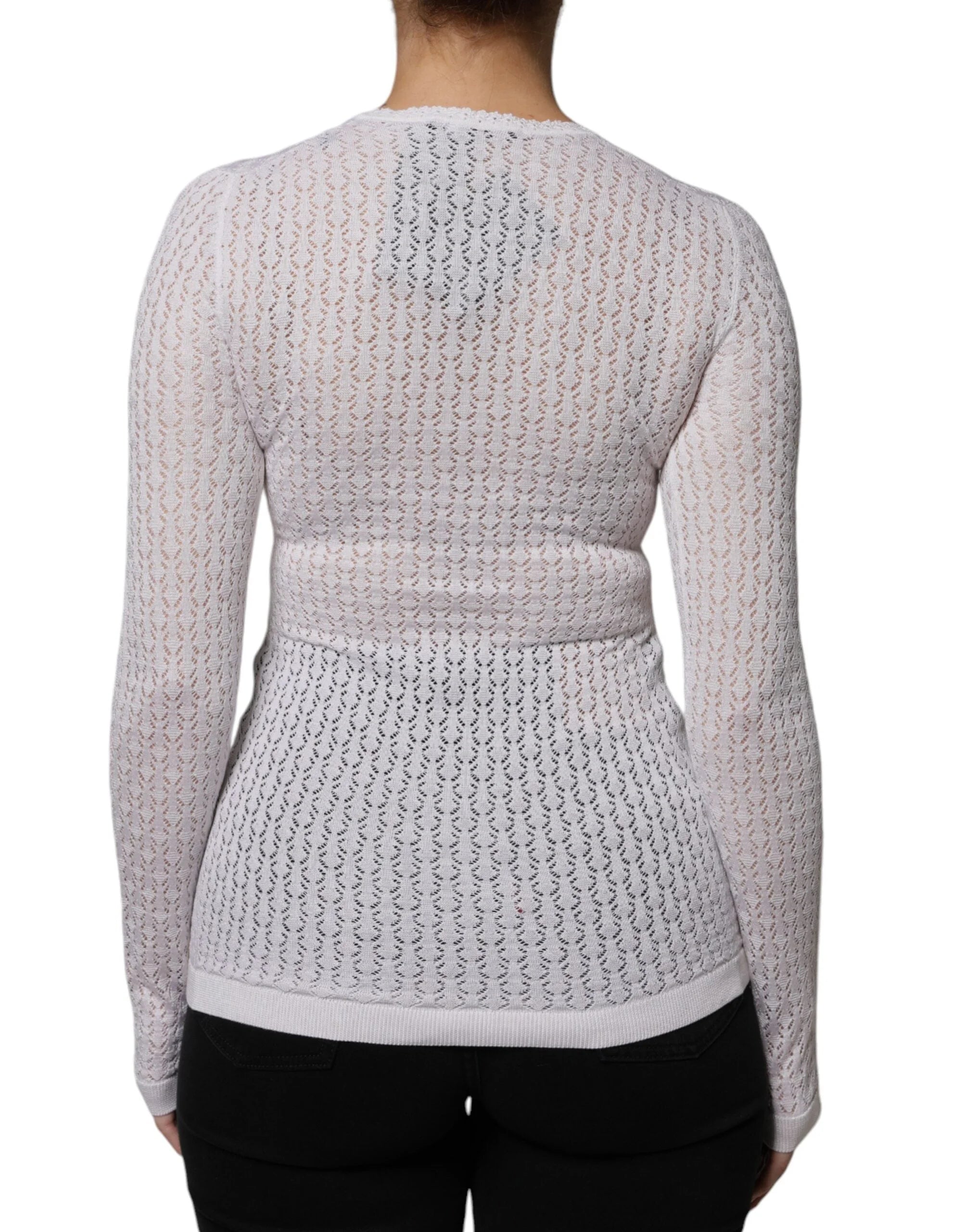 Dolce & Gabbana White Silk Button Down Cardigan Sweater - Cardigans