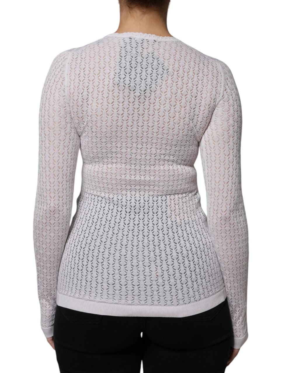 Dolce & Gabbana White Silk Button Down Cardigan Sweater - Cardigans