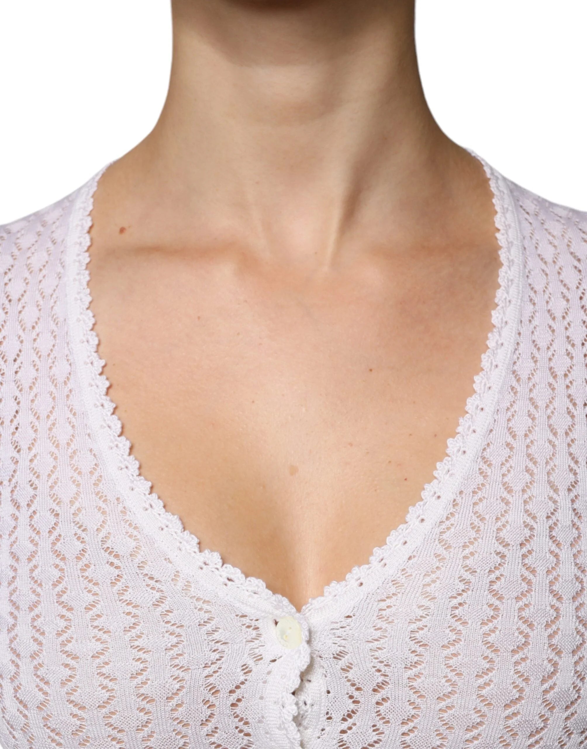 Dolce & Gabbana White Silk Button Down Cardigan Sweater - Cardigans