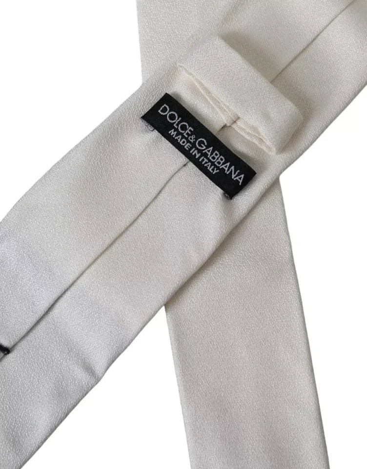 Dolce & Gabbana White Silk Classic Adjustable Men Tie - Neckties