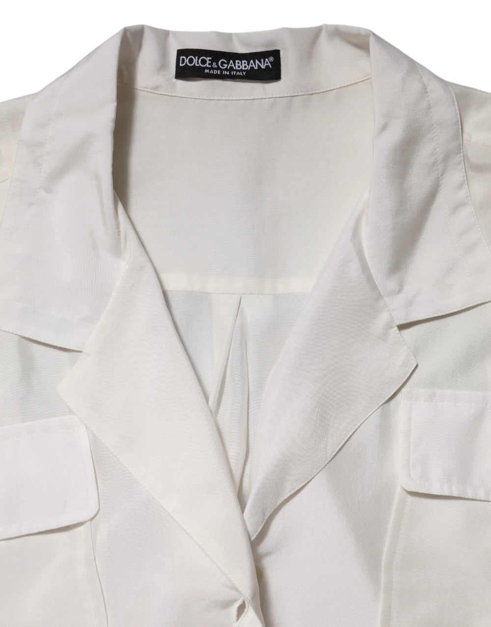Dolce & Gabbana White Silk Collared 3/4 Sleeves Blouse Top - IT44 | L - Blouses