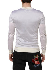 Dolce & Gabbana White Silk Crew Neck Long Sleeves T-shirt - IT44 | XS - T-Shirts