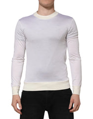 Dolce & Gabbana White Silk Crew Neck Long Sleeves T-shirt - IT44 | XS - T-Shirts