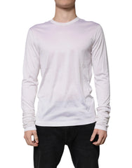 Dolce & Gabbana White Silk Crew Neck Men Pullover Sweater - IT48 | M - Sweaters