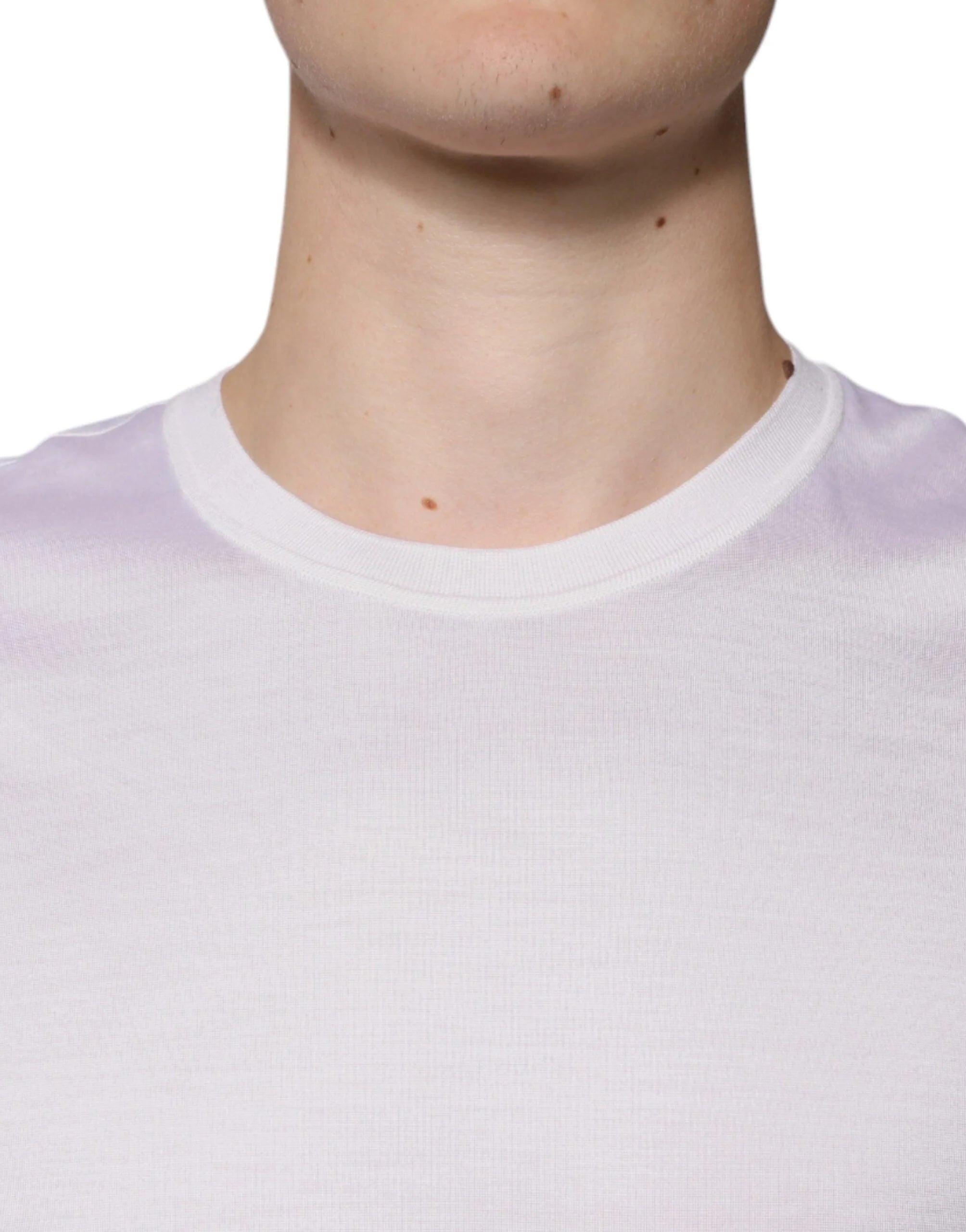 Dolce & Gabbana White Silk Crew Neck Men Pullover Sweater - IT48 | M - Sweaters