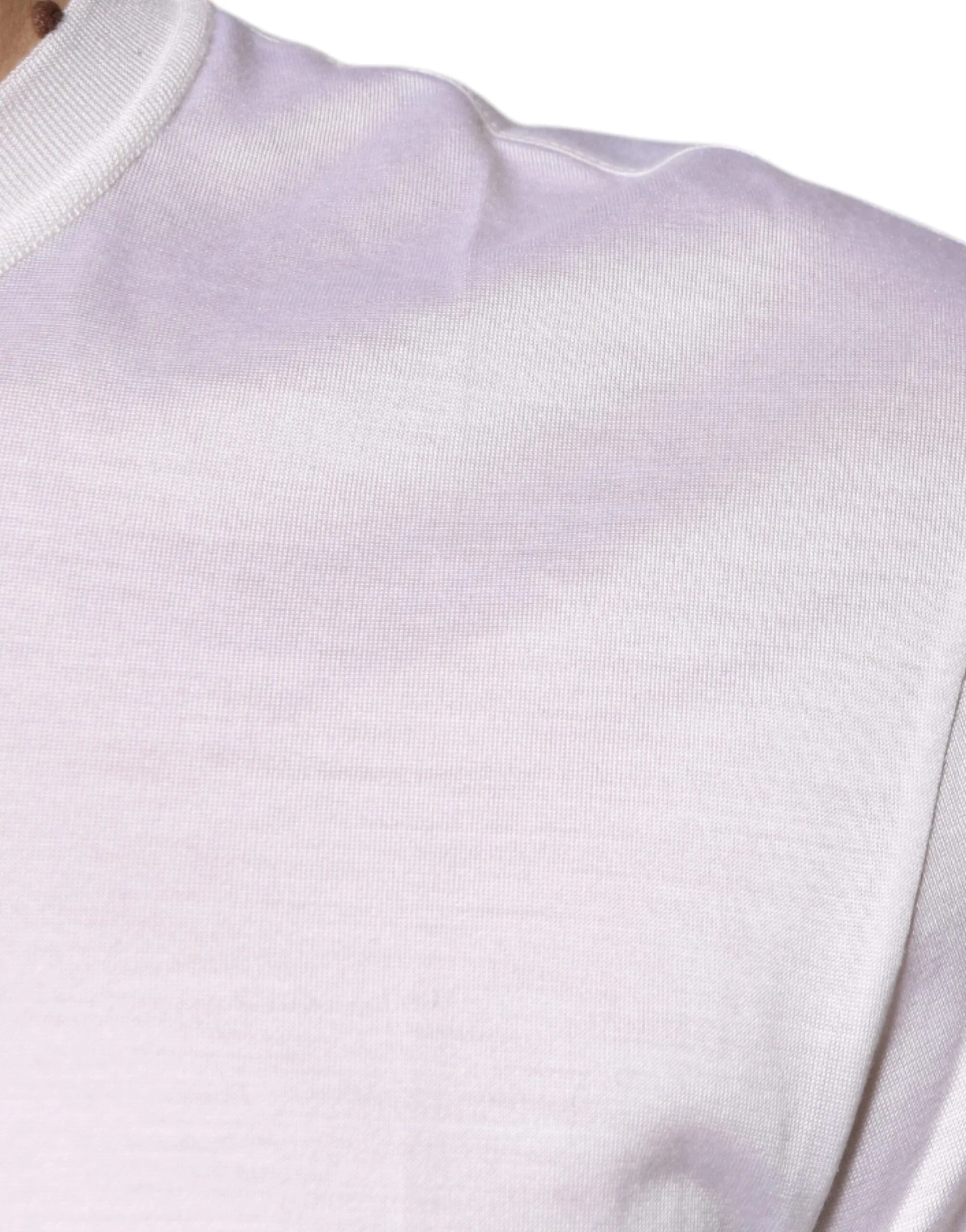 Dolce & Gabbana White Silk Crew Neck Men Pullover Sweater - IT48 | M - Sweaters