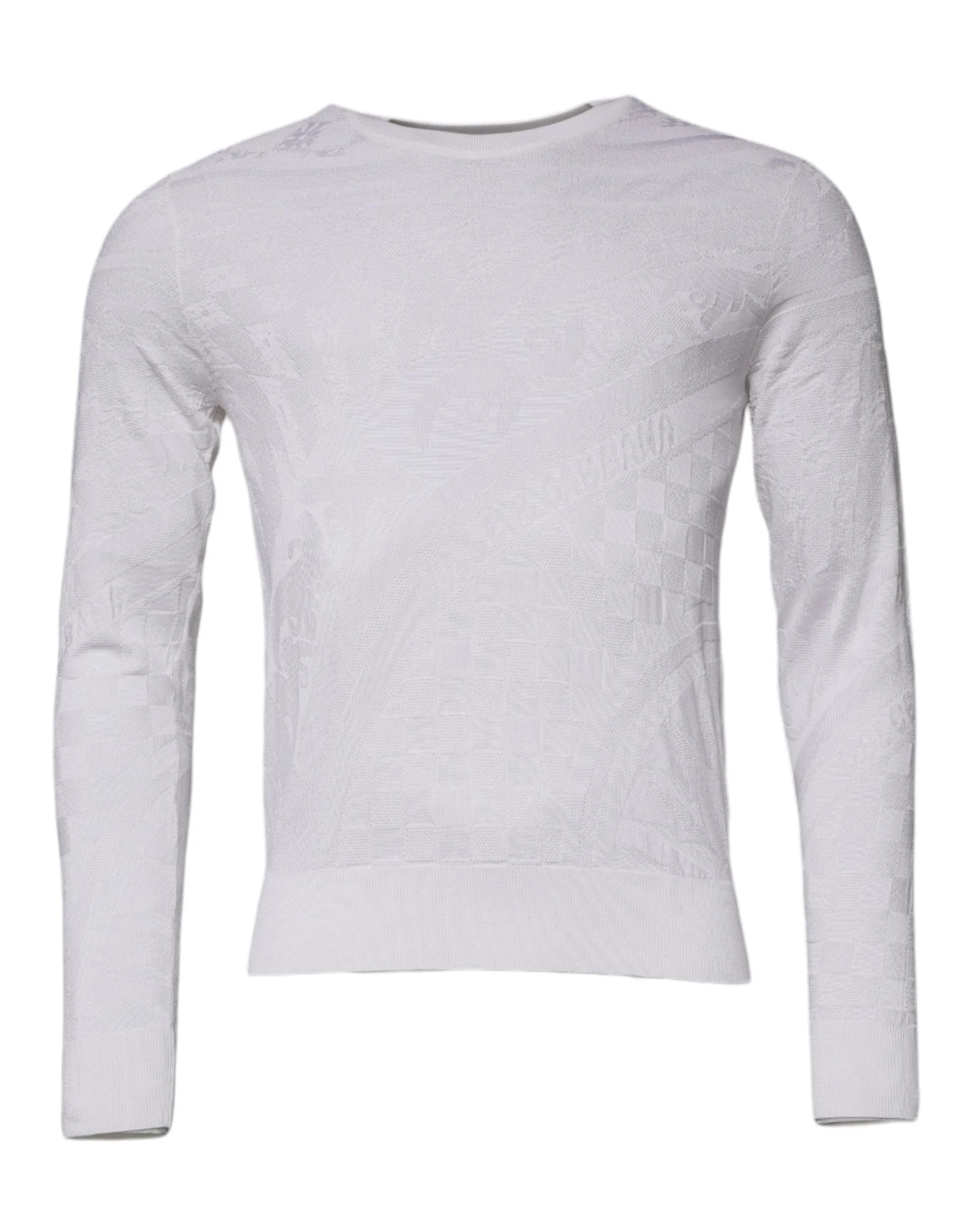Dolce & Gabbana White Silk Crew Neck Men Pullover Sweater - Sweaters