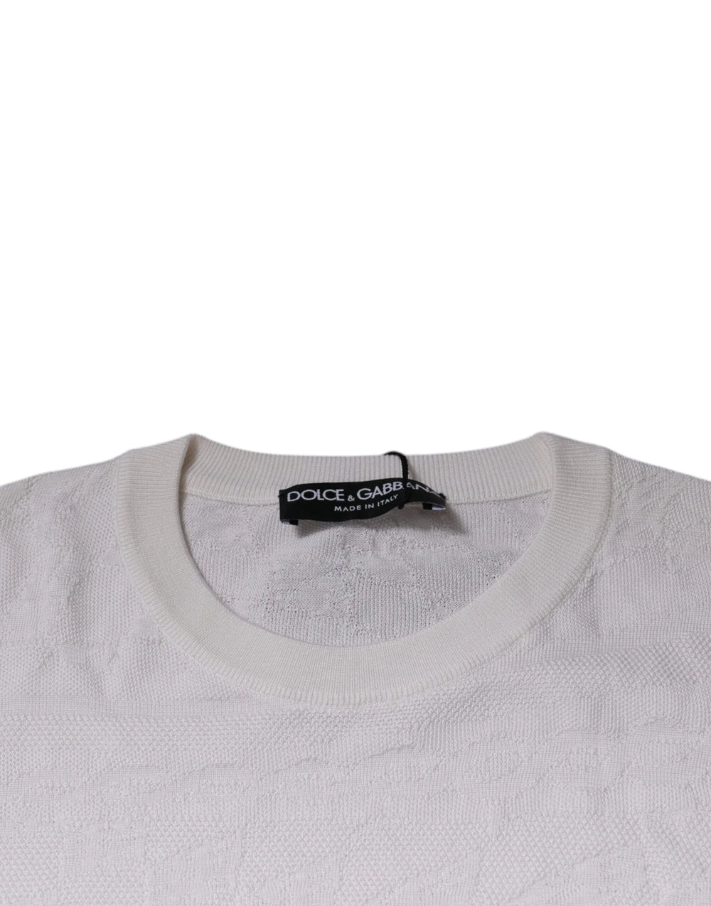 Dolce & Gabbana White Silk Crew Neck Men Pullover Sweater - Sweaters