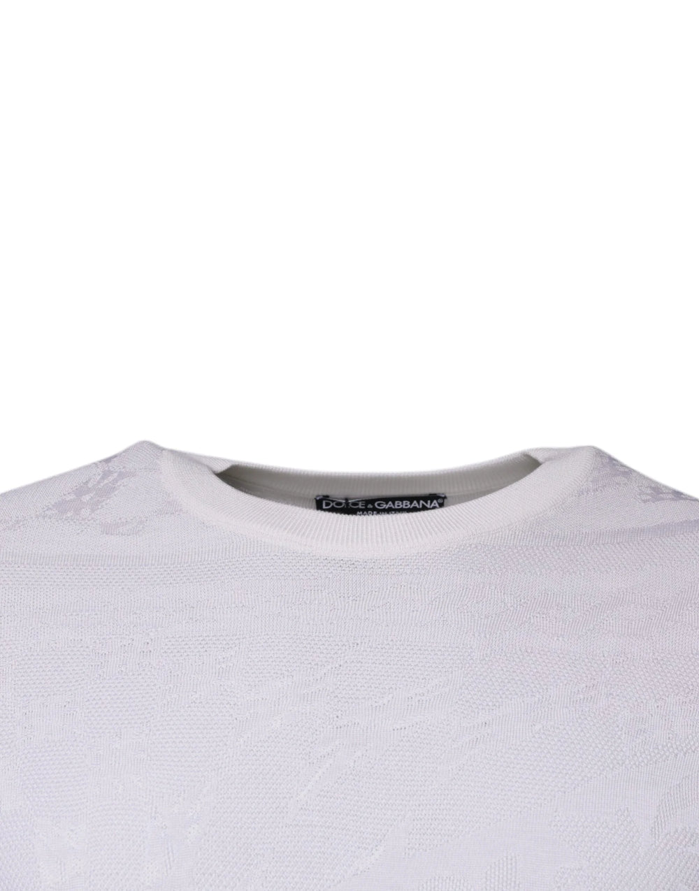 Dolce & Gabbana White Silk Crew Neck Men Pullover Sweater - Sweaters