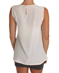 Dolce & Gabbana White Silk Crystal Sequined Fairy T-shirt - Tank Tops