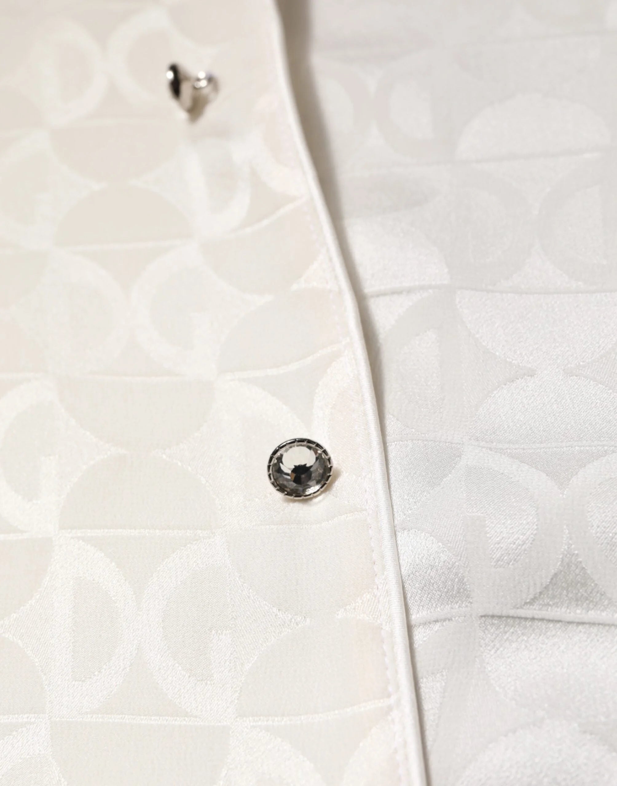 Dolce & Gabbana White Silk DG Logo Print Long Sleeves Shirt - Shirts