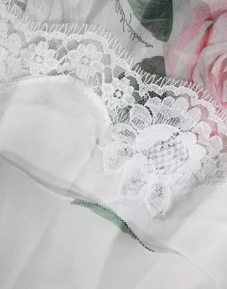 Dolce & Gabbana White Silk Floral Print A-line Midi Dress - IT38 | XS - Dresses