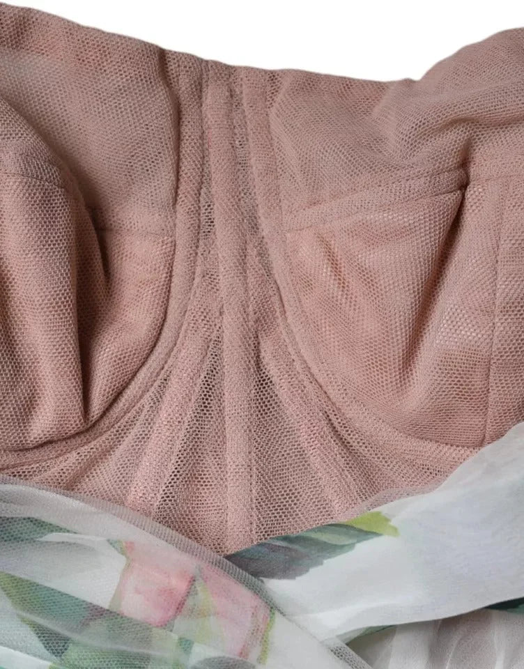 Dolce & Gabbana White Silk Floral Print A-line Midi Dress - IT38 | XS - Dresses