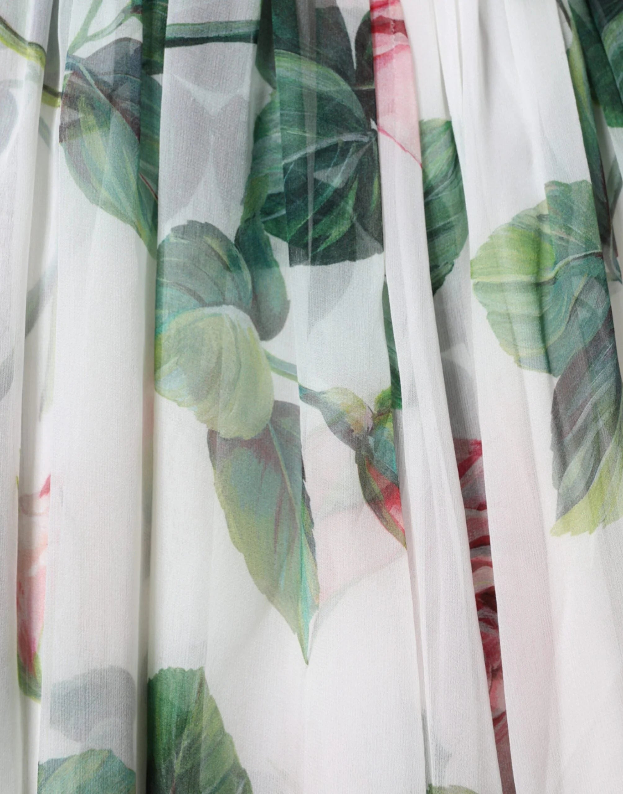 Dolce & Gabbana White Silk Floral Print A-line Midi Dress - IT50|3XL - Dresses