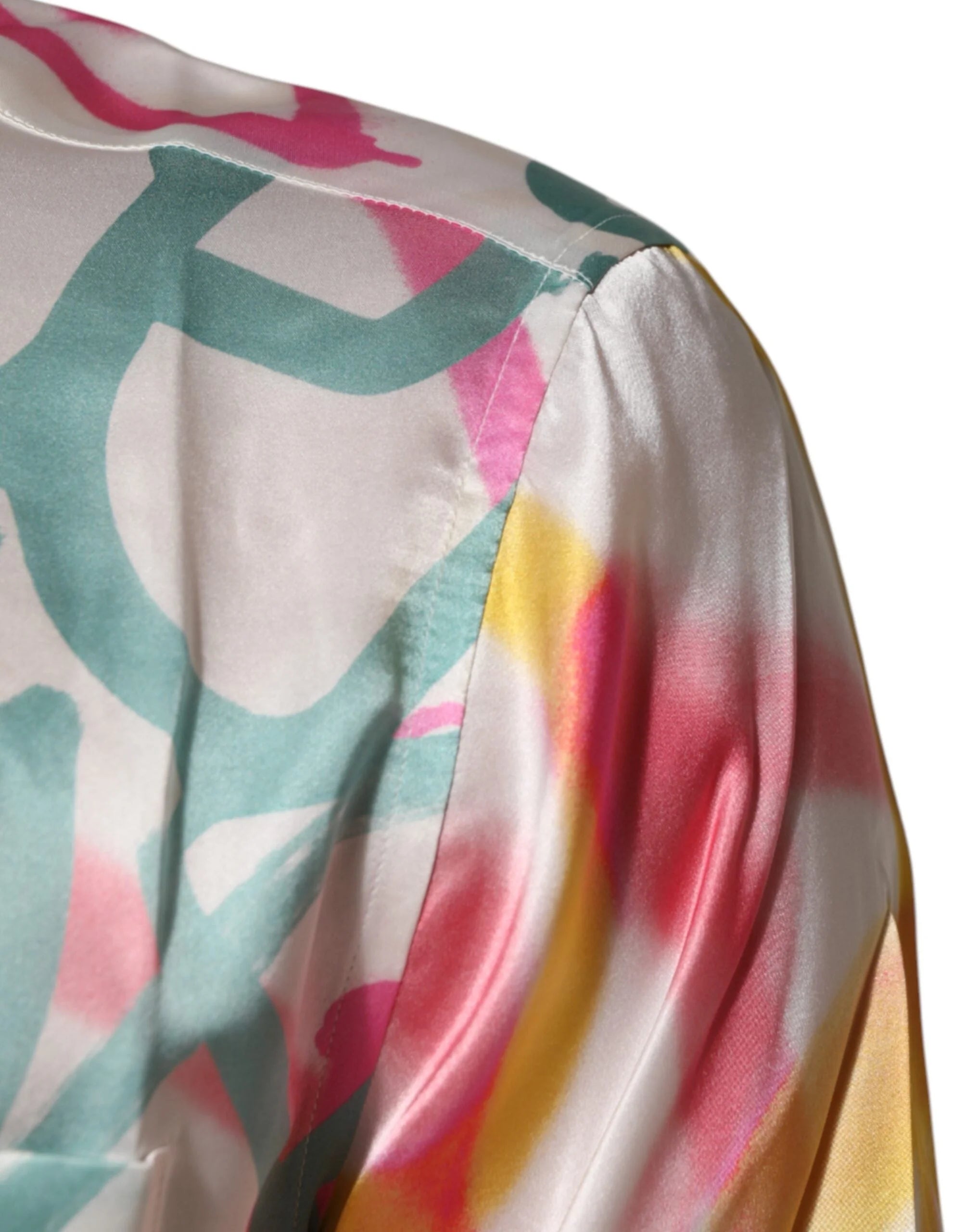 Dolce & Gabbana White Silk Hawaiian Graffiti Print Men Casual Shirt - Shirts