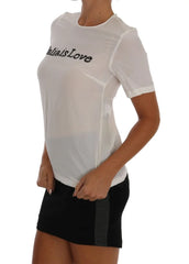 Dolce & Gabbana White Silk ITALIA IS LOVE Blouse T-shirt - IT36 | XS - Blouses
