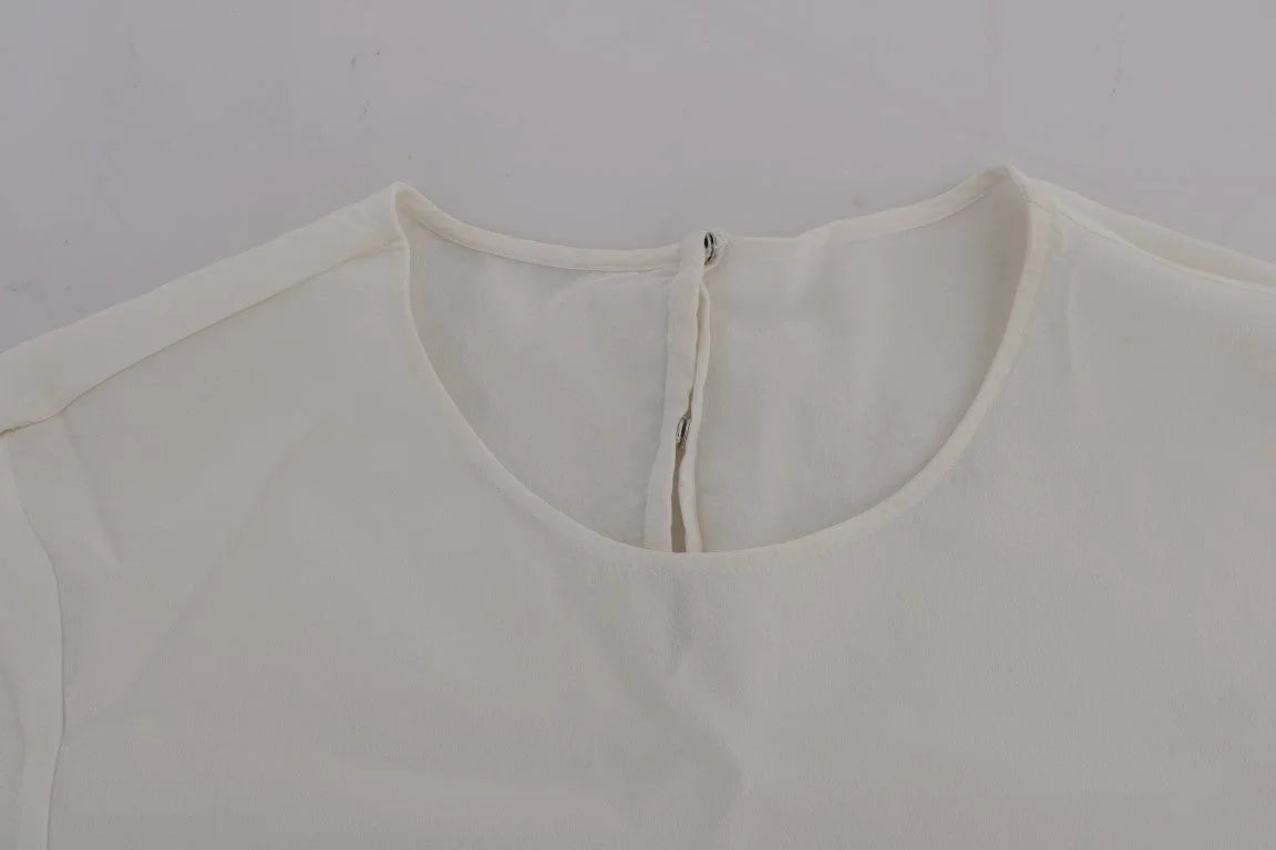 Dolce & Gabbana White Silk ITALIA IS LOVE Blouse T-shirt - IT36 | XS - Blouses