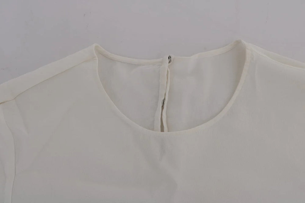 Dolce & Gabbana White Silk ITALIA IS LOVE Blouse T-shirt - IT36 | XS - Blouses
