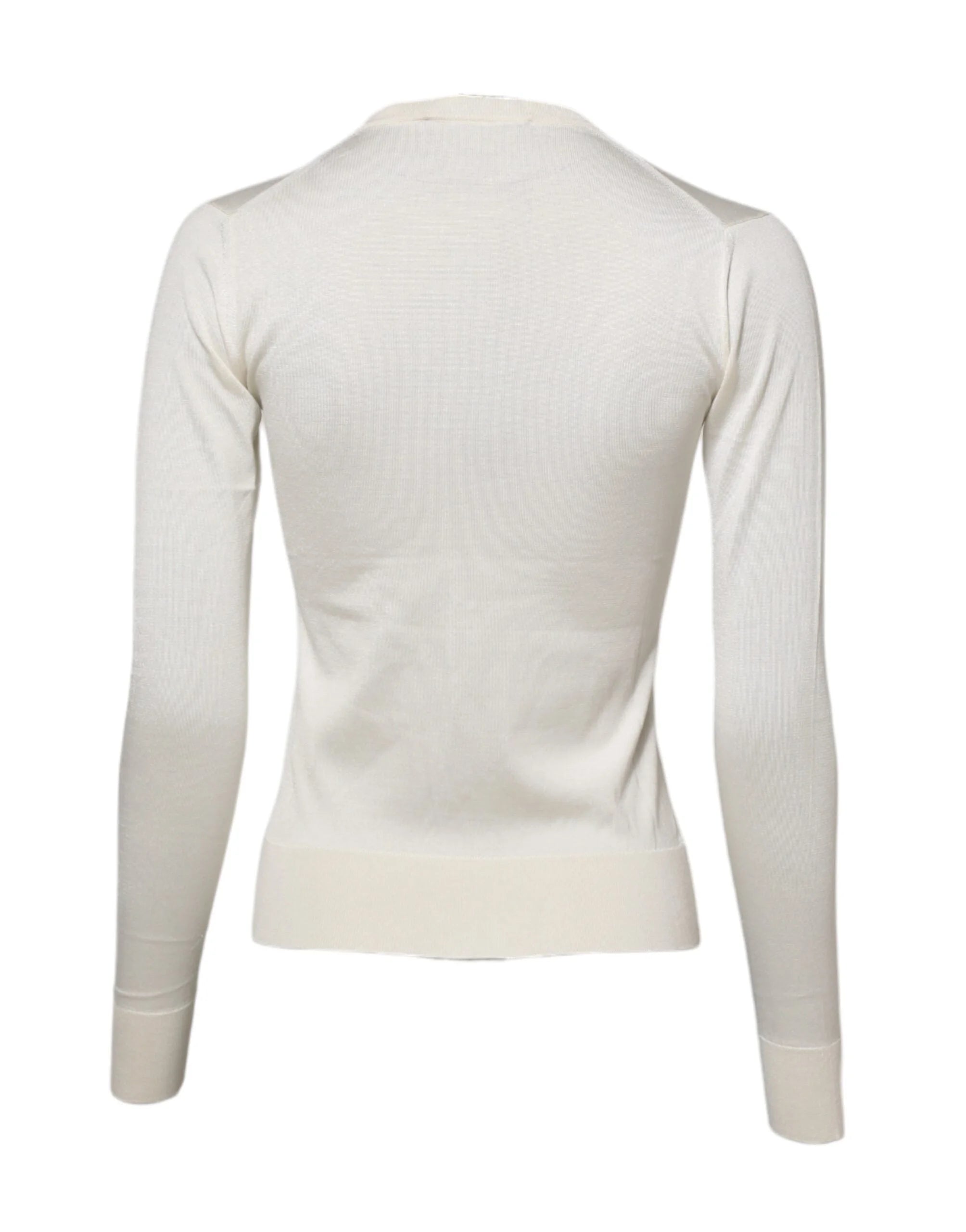 Dolce & Gabbana White Silk Lily Embellished Cardigan Sweater - IT36|XXS - Cardigans