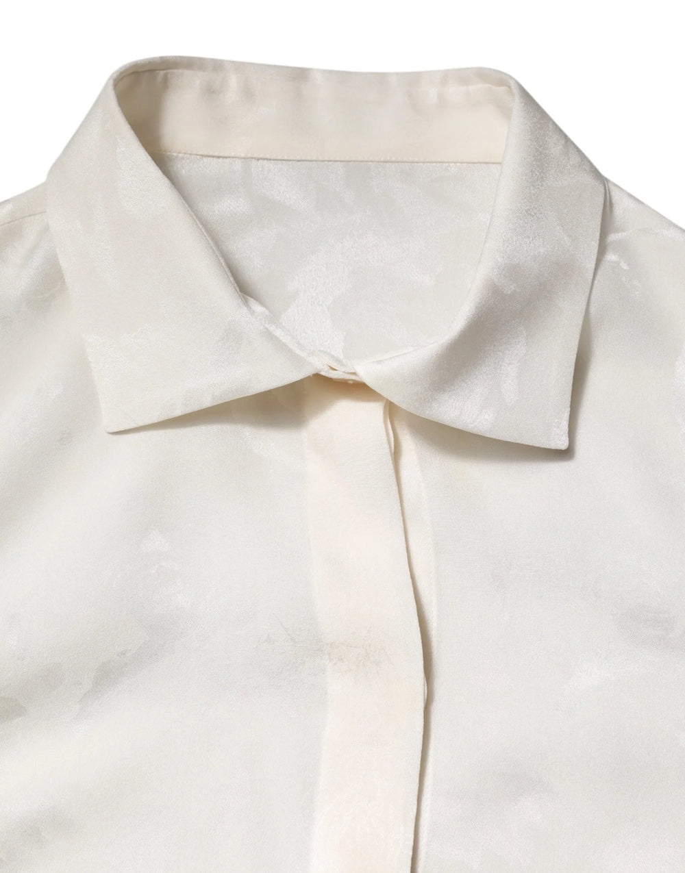 Dolce & Gabbana White Silk Long Sleeves Collared Shirt Top - IT46|XL - Blouses
