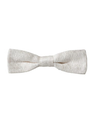 Dolce & Gabbana White Silk Patterned Adjustable Neck Men Papillon Bow Tie - Neckties